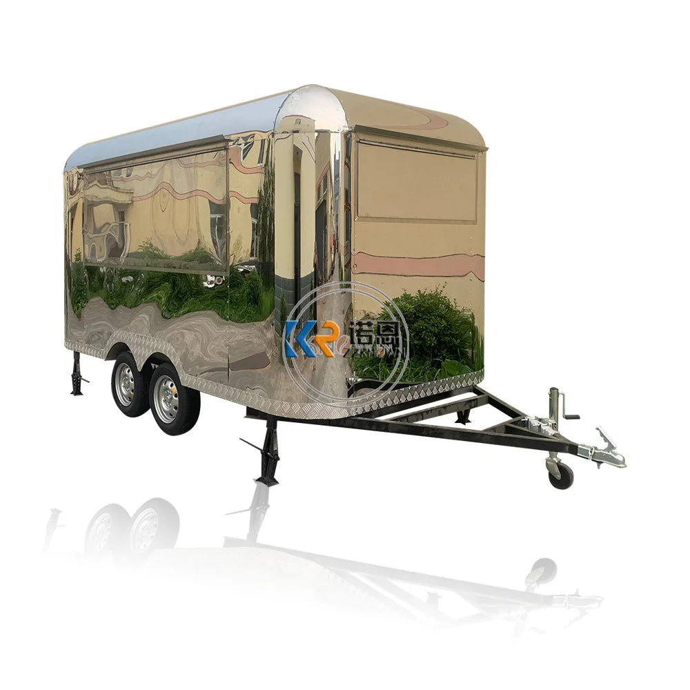 Full Stainless Steel Food Trailer With Kitchen Equipment  Air Stream Mobile Food Truck Vending Trailer