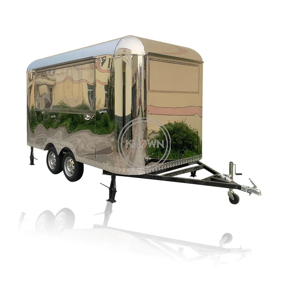 Mobile Stainless Steel Fast Food Trailer Airstream Food Cart Outdoor Street Kitchen Breakfast Vending Food Trailers