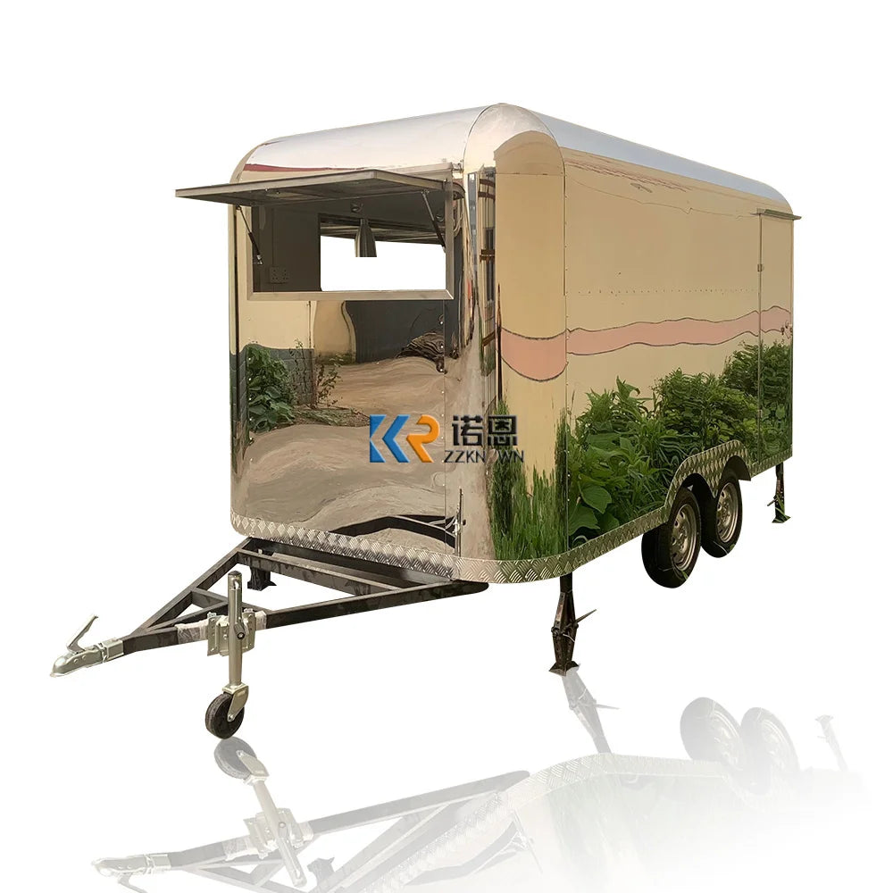 Food Truck With CE DOT Certificate Mobile Food Cart Fully Equipped Kitchen Food Vending Trailer