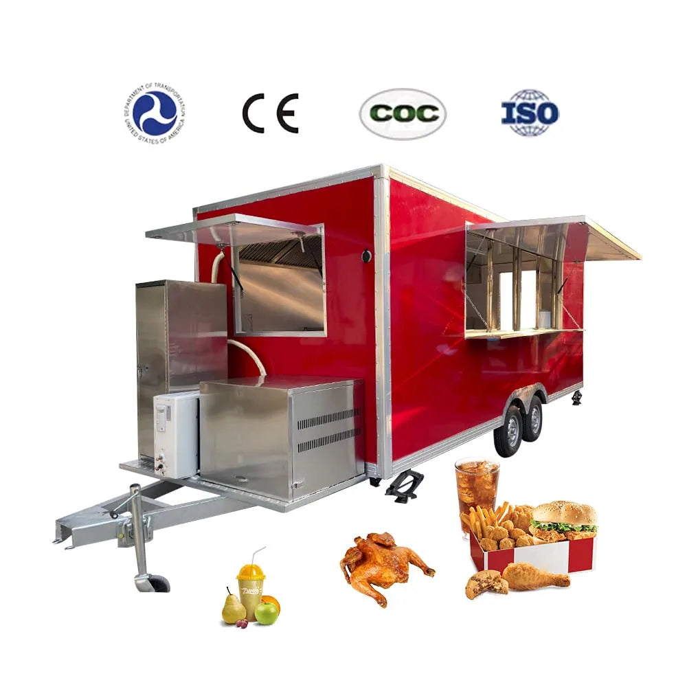 Camiones de comida totalmente equipados, carritos de café multifunción estándar de EE. UU., remolque de comida rápida con VIN DOT CE