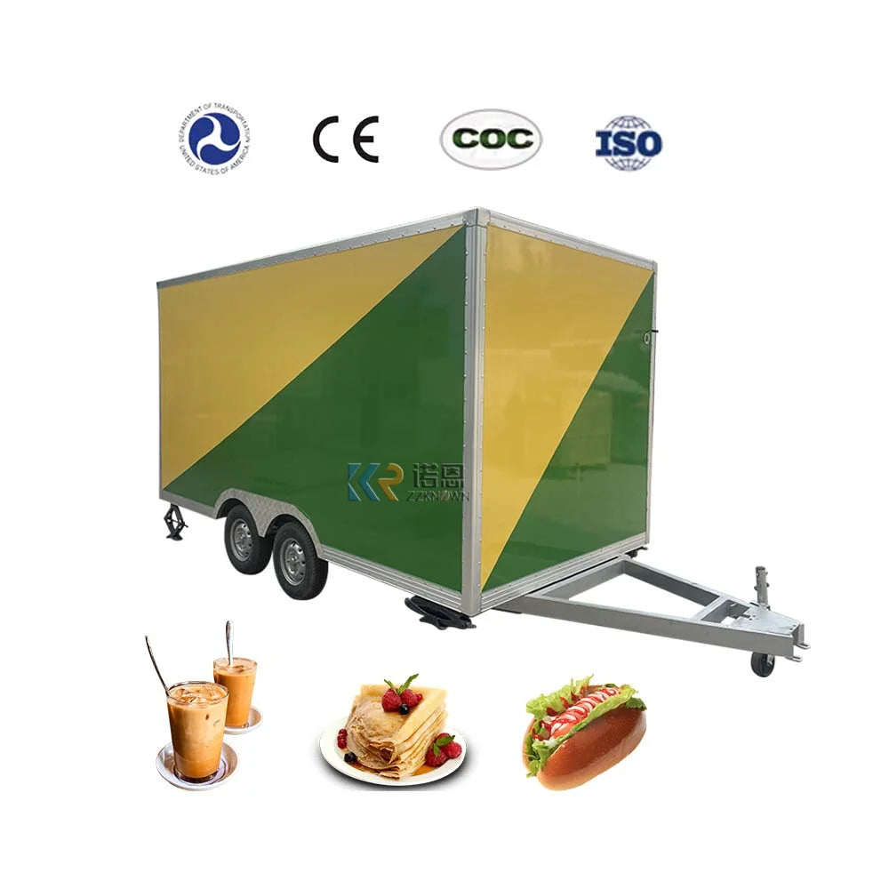 Large Food Trailer Shipping Container Refrigerated Freezer Australian Rent European Solar Kebab Food Trailer