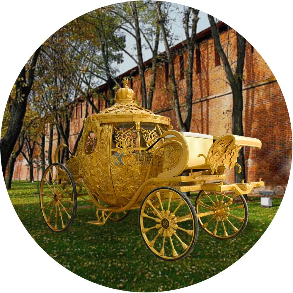 OEM American's Favorite Electric Pumpkin Electric 4 Wheels Horse Drawn Carriage For Wedding Horse Carts Wagon