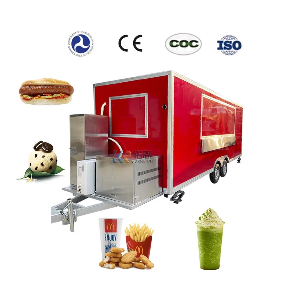 2023 OEM Mobile Food Trucks with DOT VIN Fully Equipped Food Trailer Hotdog Fried Chicken Fast Food Cart For Sale