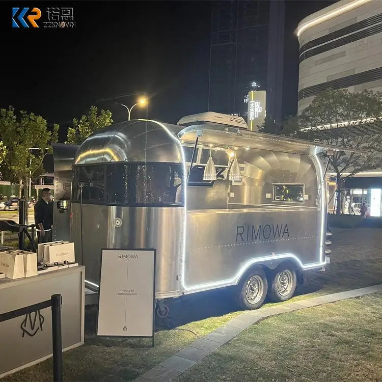 Carrito de comida Airstream con carrito de helados, pizza, barbacoa, bar móvil, remolque de comida con cocina completa y equipo de restaurante