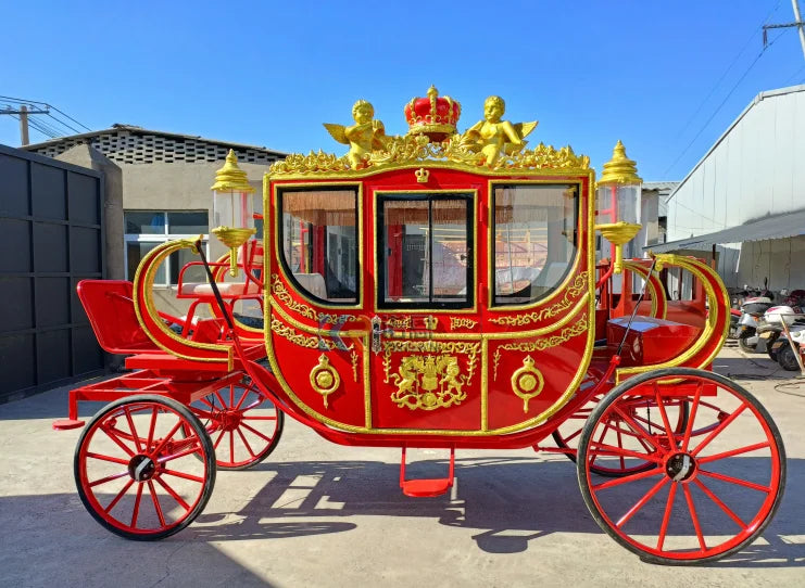 2023 New Style Royal Horse Carriage Wagon Electric Wedding Classical Princess Sightseeing Cart with 4 Wheels