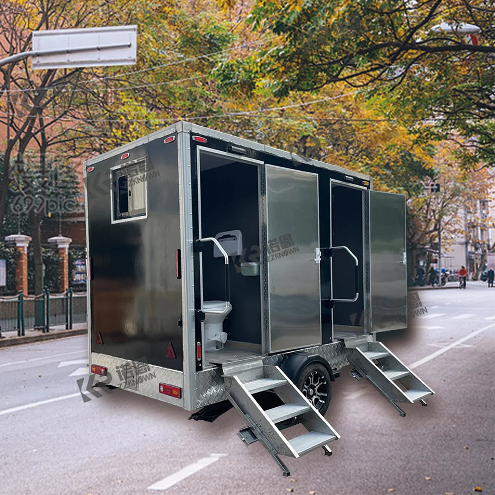 Remolque de baño móvil Baños portátiles de lujo a la venta Baño prefabricado Inodoro Ducha al aire libre con inodoro