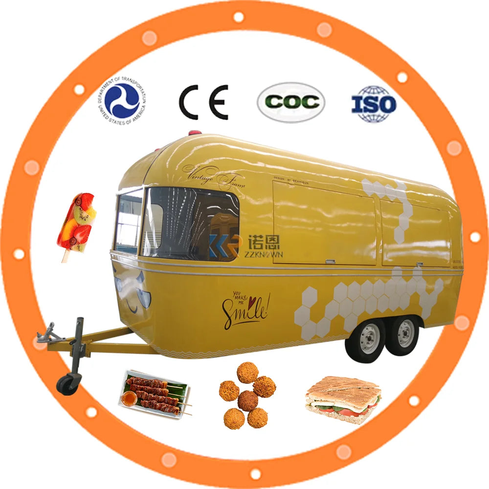 2023 OEM Mobile Coffee Cart Stainless Steel Fast Food Truck With VIN CE ISO Certification Mobile Food Trailer For Sale Europe