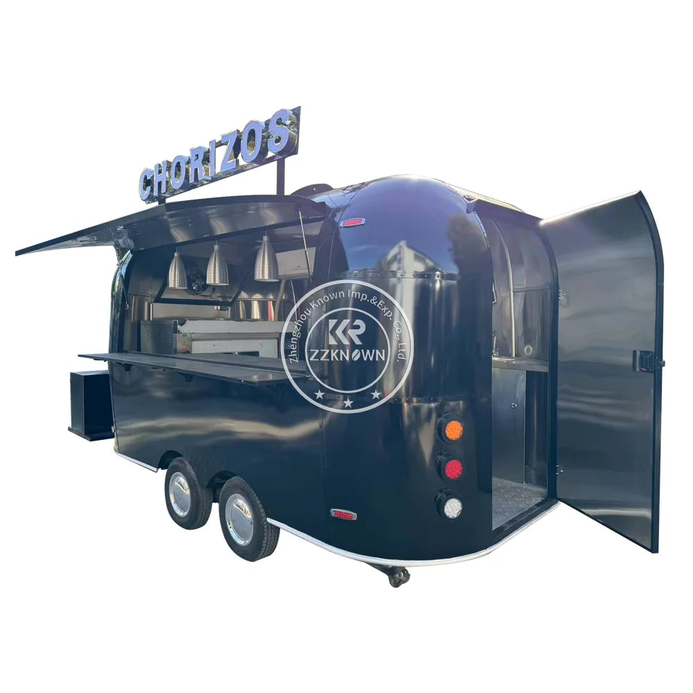 2024 China Manufacturer Stainless Steel Airstream Mobile Pizza Fast Food Truck Trailer With Full Kitchen Equipments For Sale