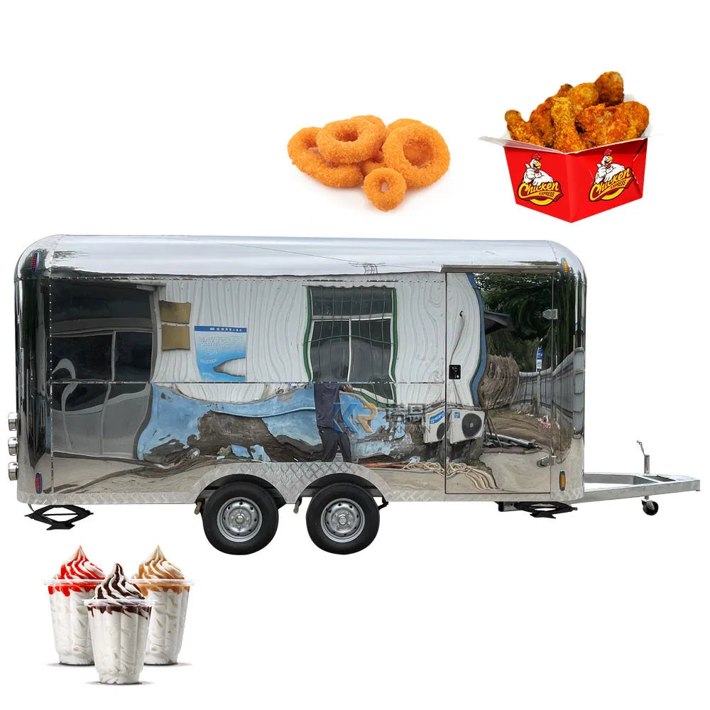 2023 Popular Street Catering Vending Kiosk Snack Food Cart Mobile Breakfast Food Truck 4 Wheels Fast Food Trailer