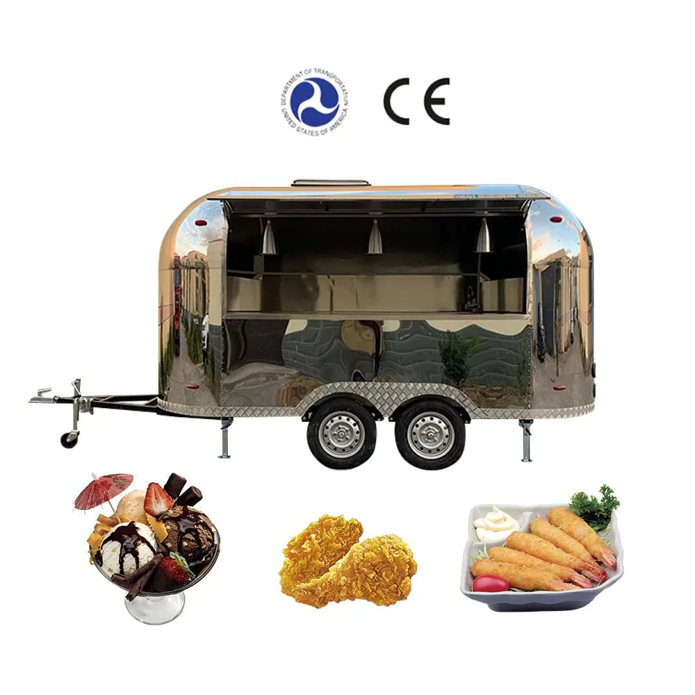 Remolque de comida rápida con carro de comida móvil totalmente equipado de acero inoxidable con equipo de China a la venta