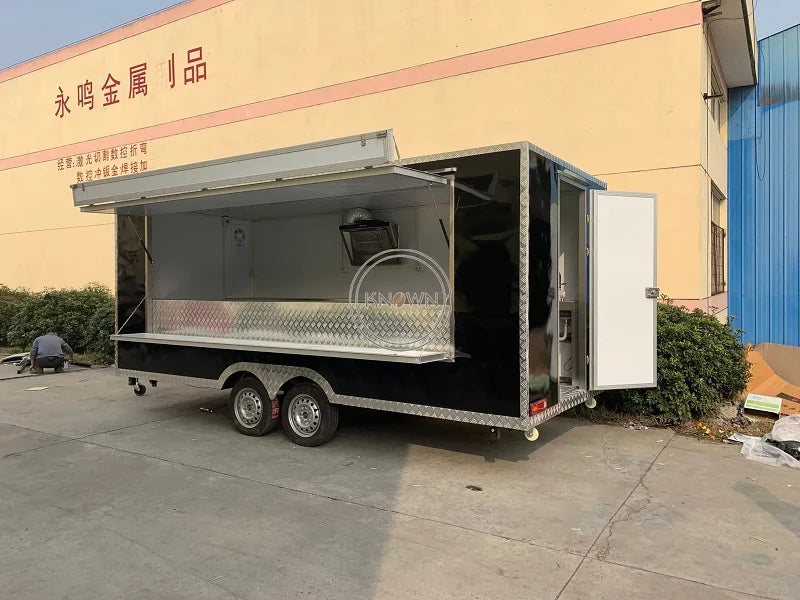 OEM 16ft Length Mobile Sale Street Food Trailer Shop Gelato Cart Halal Vegan Food Truck with Big Sales Windows For Sale in USA