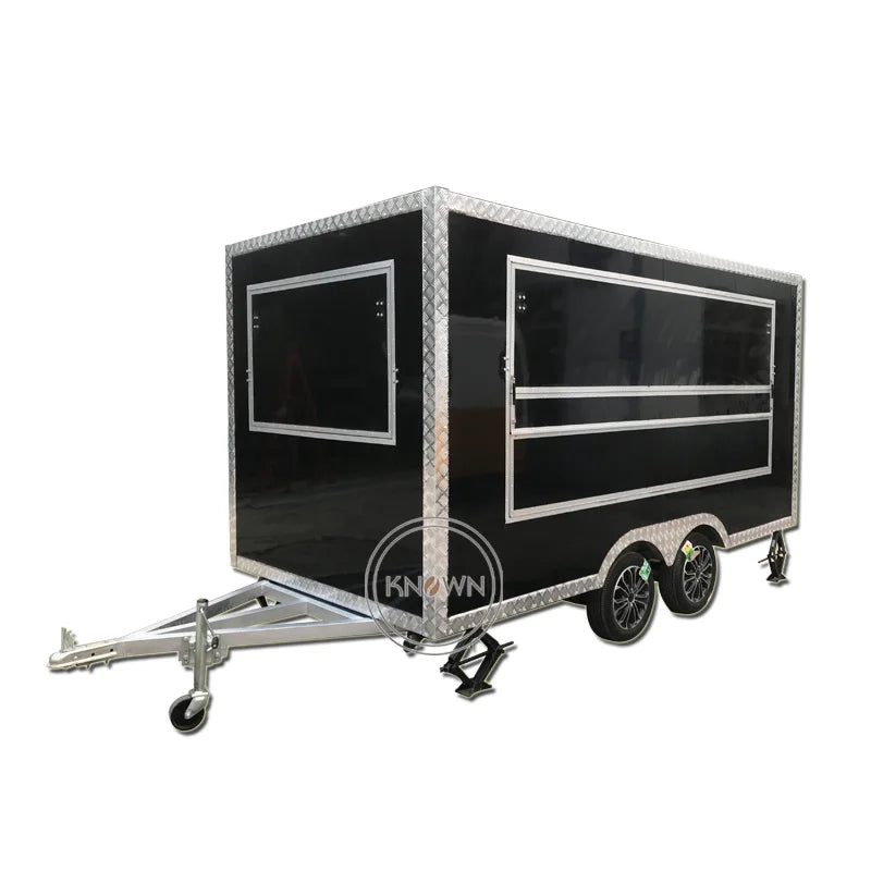 Mobile Street Food Cart Multi Functional Towable Trailer Fried Skewers Barbecue Food  Kiosk Ice Cream Coffee Truck