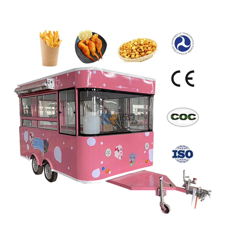 China Outdoor Ice Food Cart Hot Dog Stand Mobile Fast Food Trailer Fast Food Truck With Full Kitchen