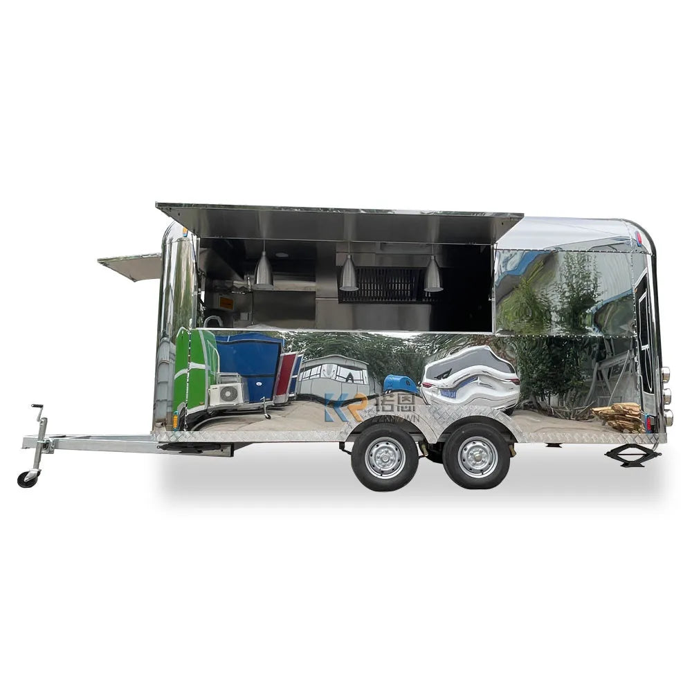 2023 Popular Street Catering Vending Kiosk Snack Food Cart Mobile Breakfast Food Truck 4 Wheels Fast Food Trailer