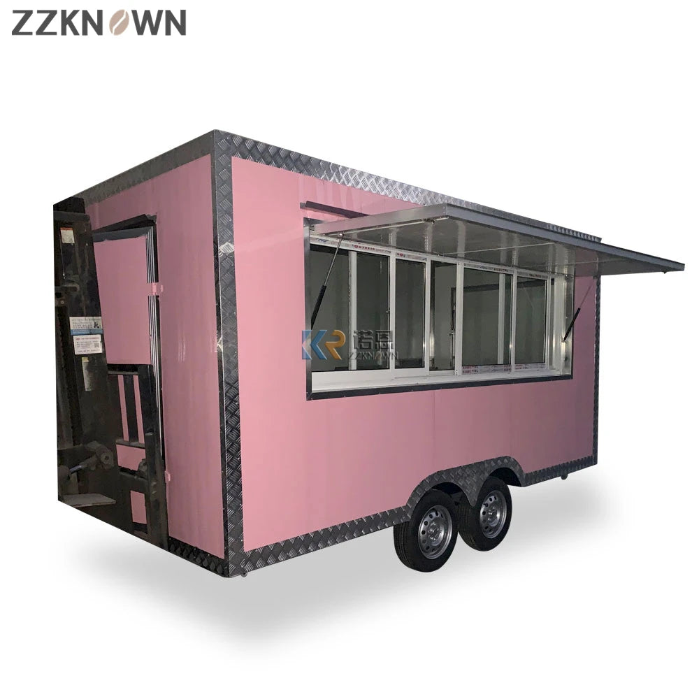 CE and Dot Factory 13Ft Customized Food Cart Snack Fried Chicken Customized Freezer Food Trailer with 2 Sinks