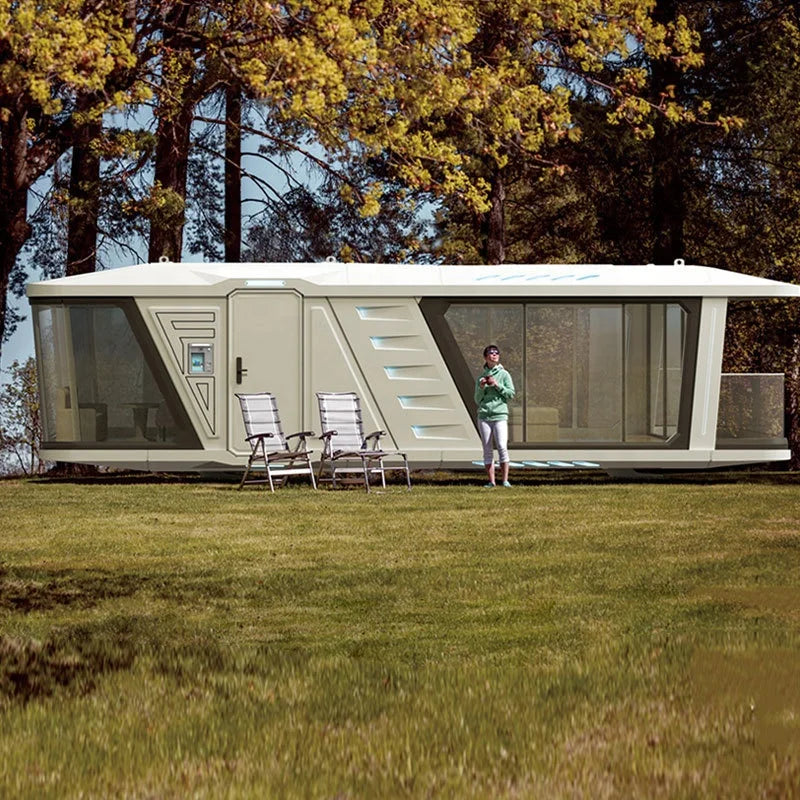 Popular y moderno edificio móvil prefabricado de lujo con estructura de acero galvanizado, casas pequeñas, complejos turísticos, cápsulas espaciales solares