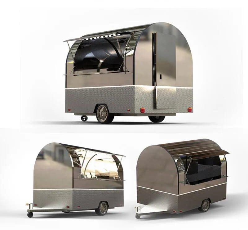 OEM Stainless Steel Food Trailer Mobile Street Kitchen Food Vending Van for Sale Breakfast Snack Cart