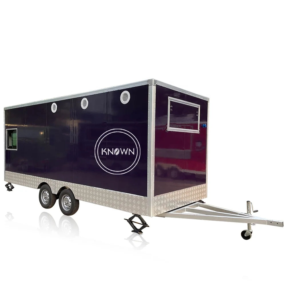 OEM 5M Mobile Food Trailer Truck with Full Kitchen Restaurant Hot Dog BBQ Cart with Square Roof and Customize Kitchen For Sale