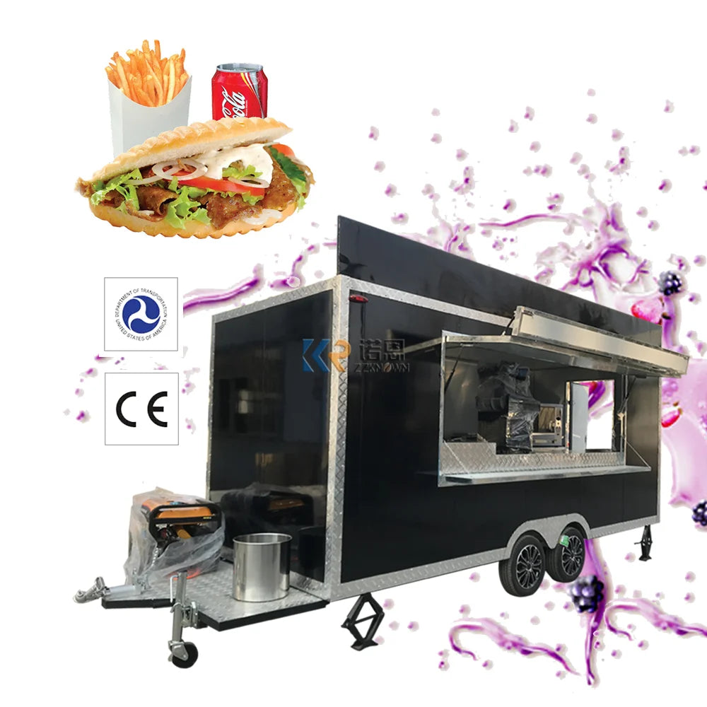 16.4ft Fully Customized Equipped Food Truck USA Standard Food Trailer 5M Black Cart