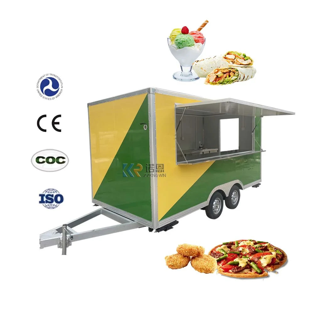 OEM Retro Mobile Food Trailer CE Approved Ice Vending Trucks Fast Coffee Catering Cart For Sale Europe