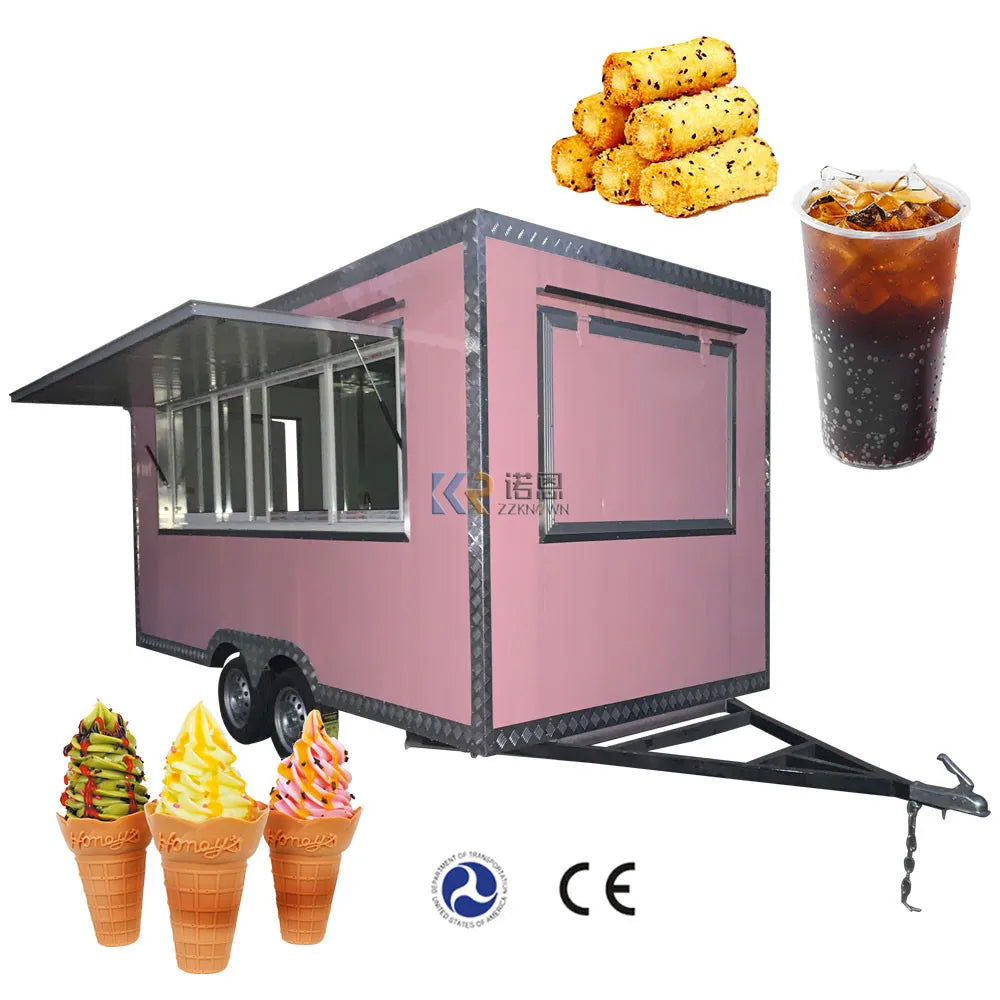 Stainless Steel Hot Dog Pizza Small Coffee Ice Cream Vending Cart Restaurant Mobile Fast Food Trailer Truck For Sale