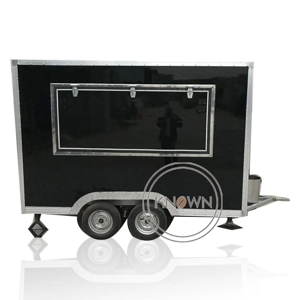 OEM Square Fast Food Van Trailer Mobile Kitchen Catering Cart Truck Customized Hot Dog Vending Kiosk