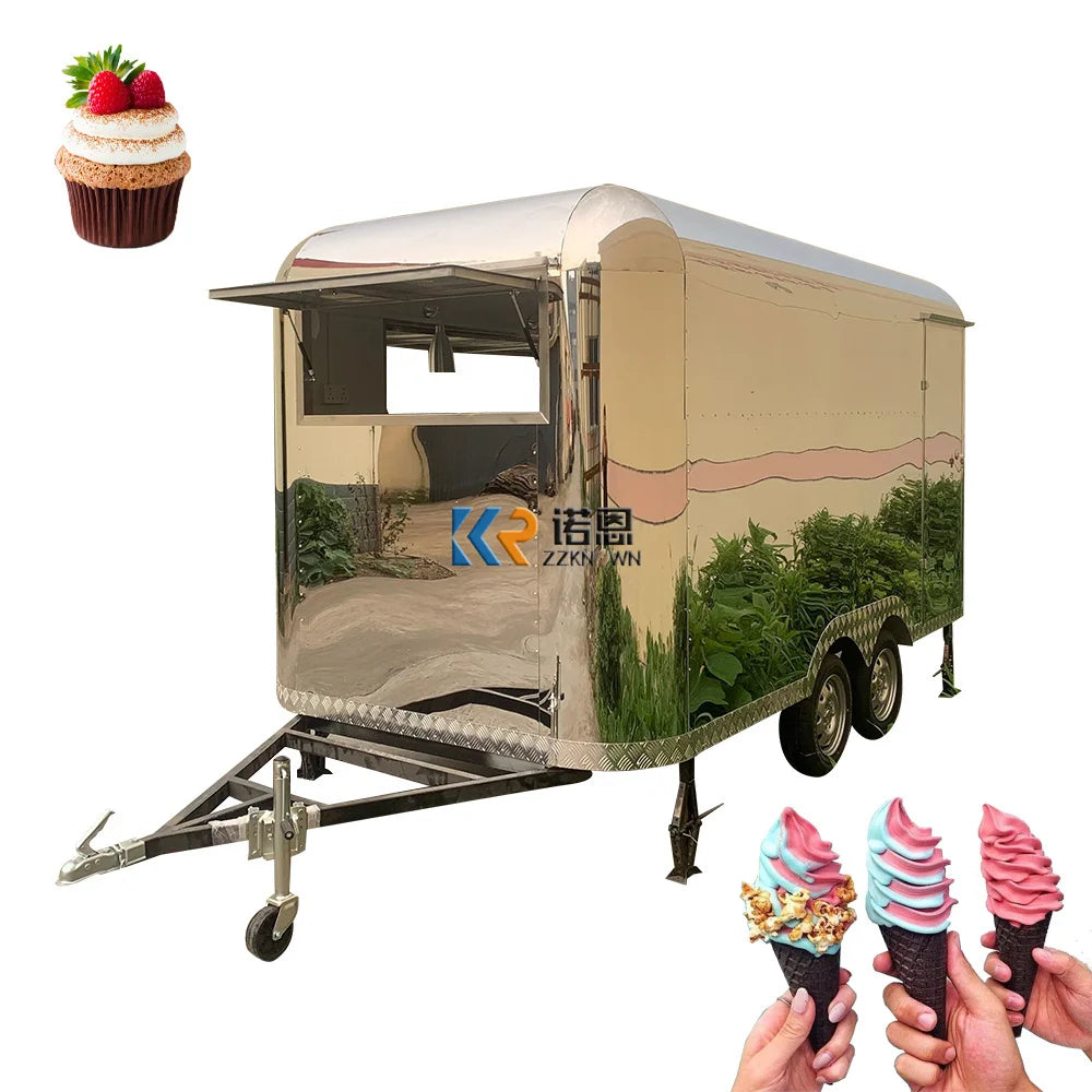 Food Truck With CE DOT Certificate Mobile Food Cart Fully Equipped Kitchen Food Vending Trailer