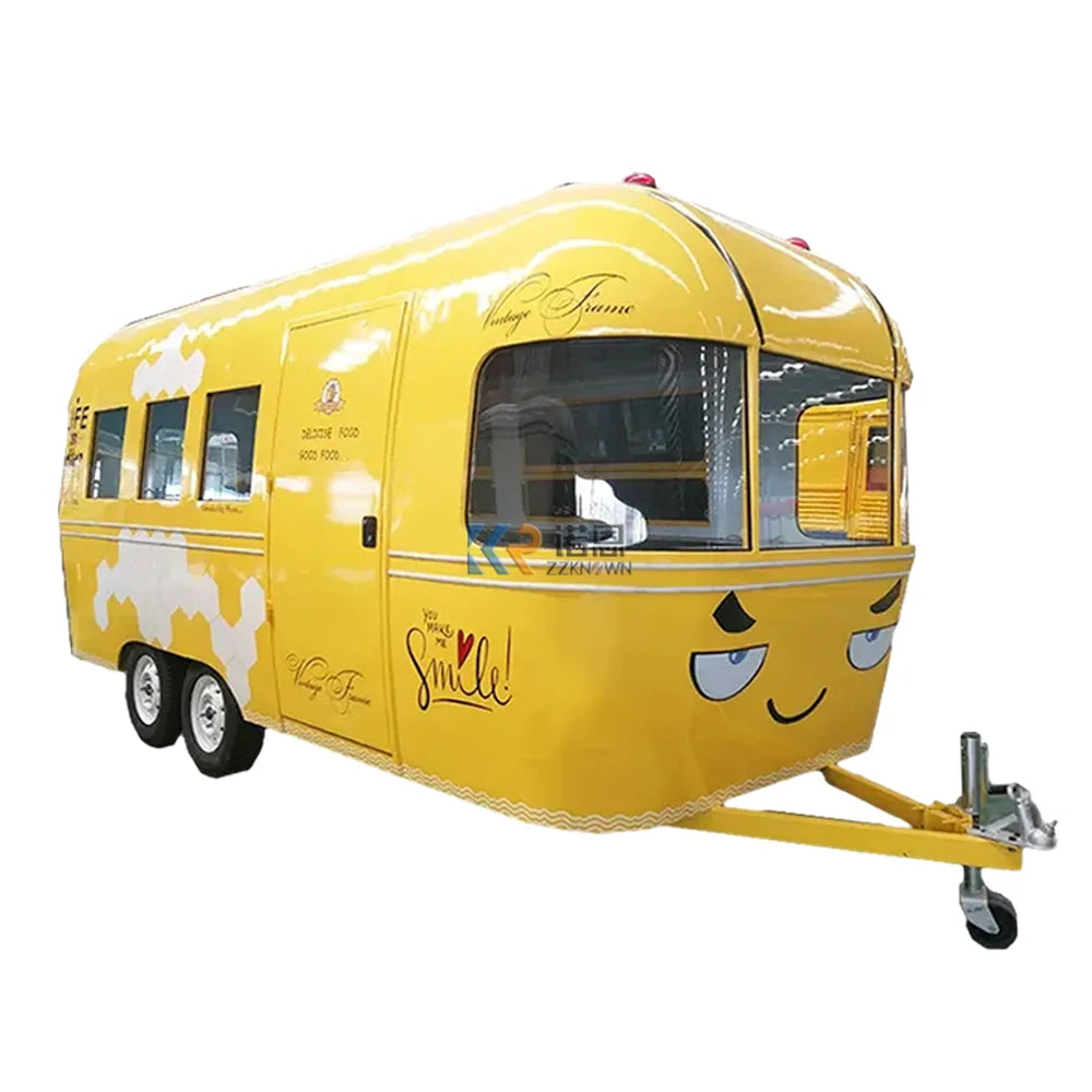 2023 New American Standard Square Top Outdoor Ice Cream Fast Food Truck Mobile Food Trucks With Toilet And Railings