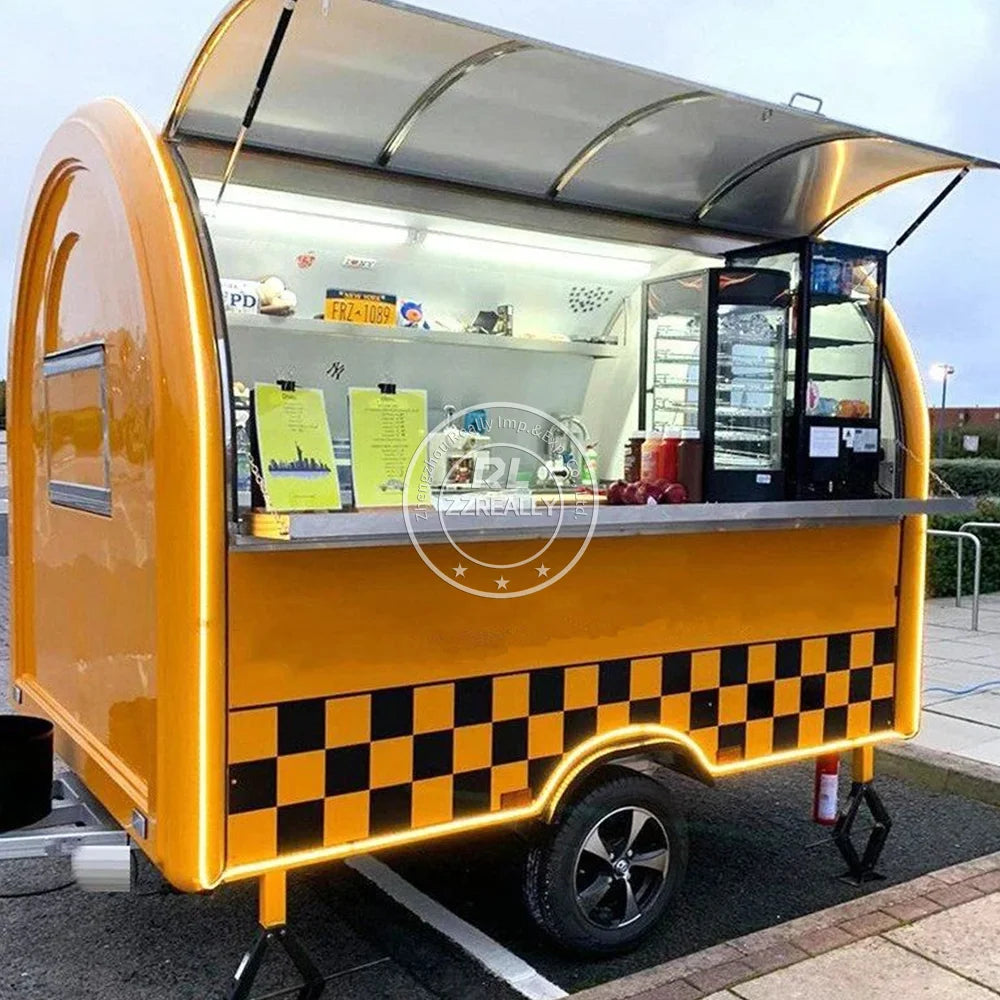 Petite remorque de cuisine mobile Food Truck Foodtrailer Mini Square Hamburgers Pizza BBQ Fast Food Trailer Cart à vendre