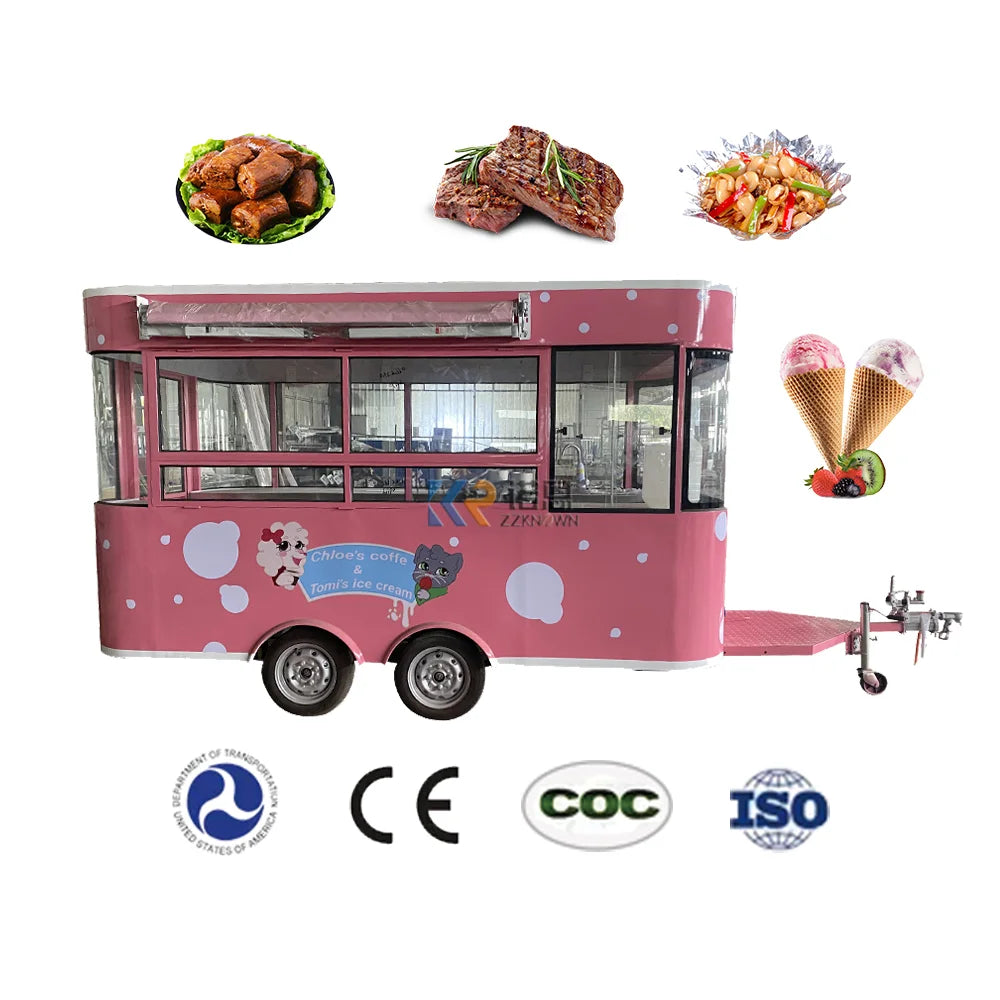 BBQ Trailer Food Trailer For Europe Ice Cart Food Warmer Truck Hot Dog Trailer Fast Food Truck With Full Kitchen