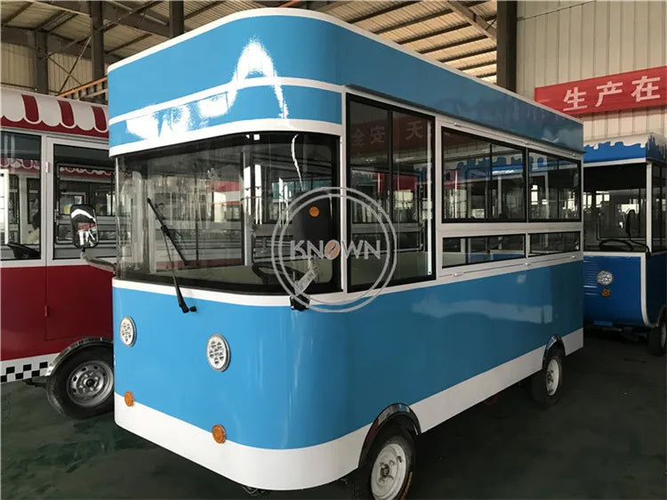 2024 popular unique shape trailer food truck ice cream street food car wooden food cart