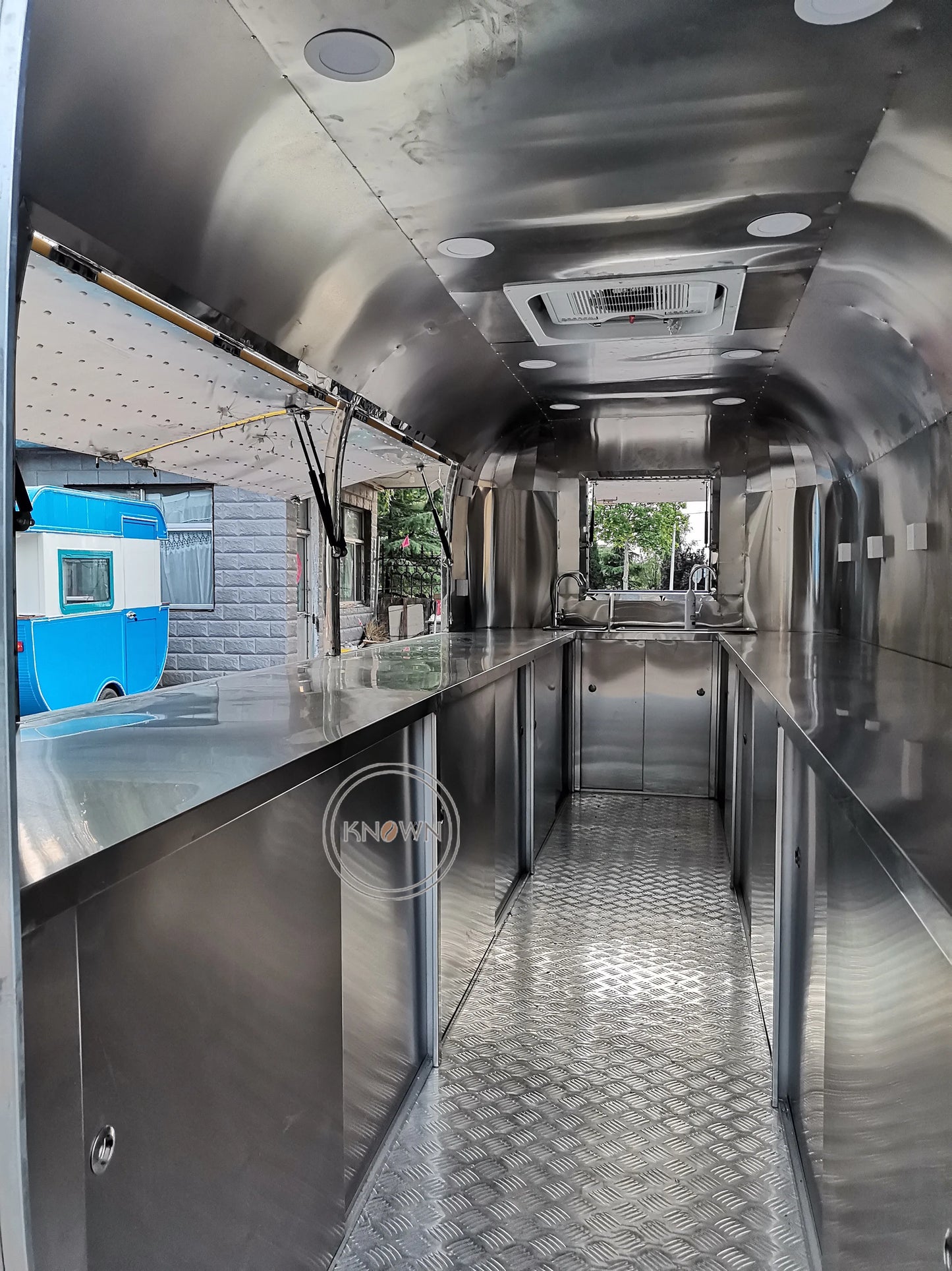 Los carros de comida móviles más vendidos Airstream, remolque de comida para concesión de perritos calientes de acero inoxidable, camión de comida remolcable a la venta