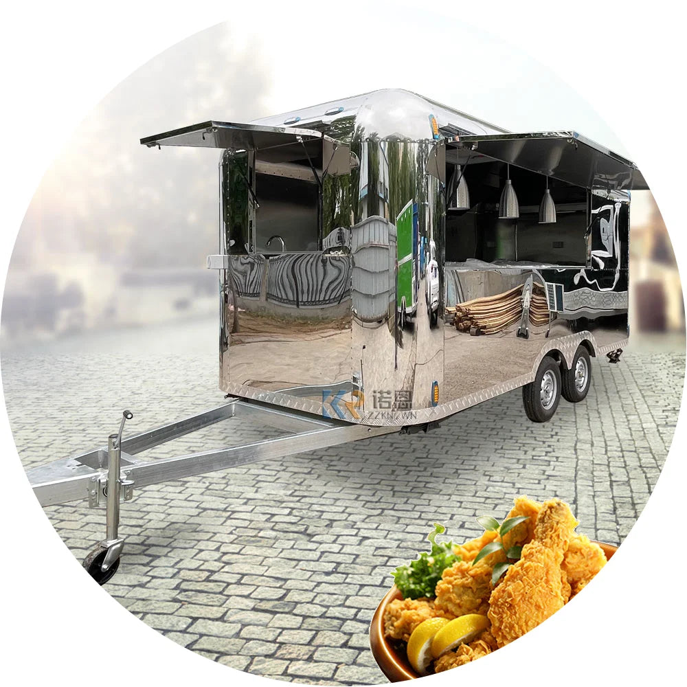 Mobile Food Cart Coffee Catering Concession Airstream Fast Food Trailer Fully Equipped Ice Electric Food Truck