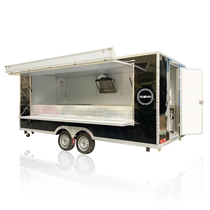 OEM 16ft Length Mobile Sale Street Food Trailer Shop Gelato Cart Halal Vegan Food Truck with Big Sales Windows For Sale in USA