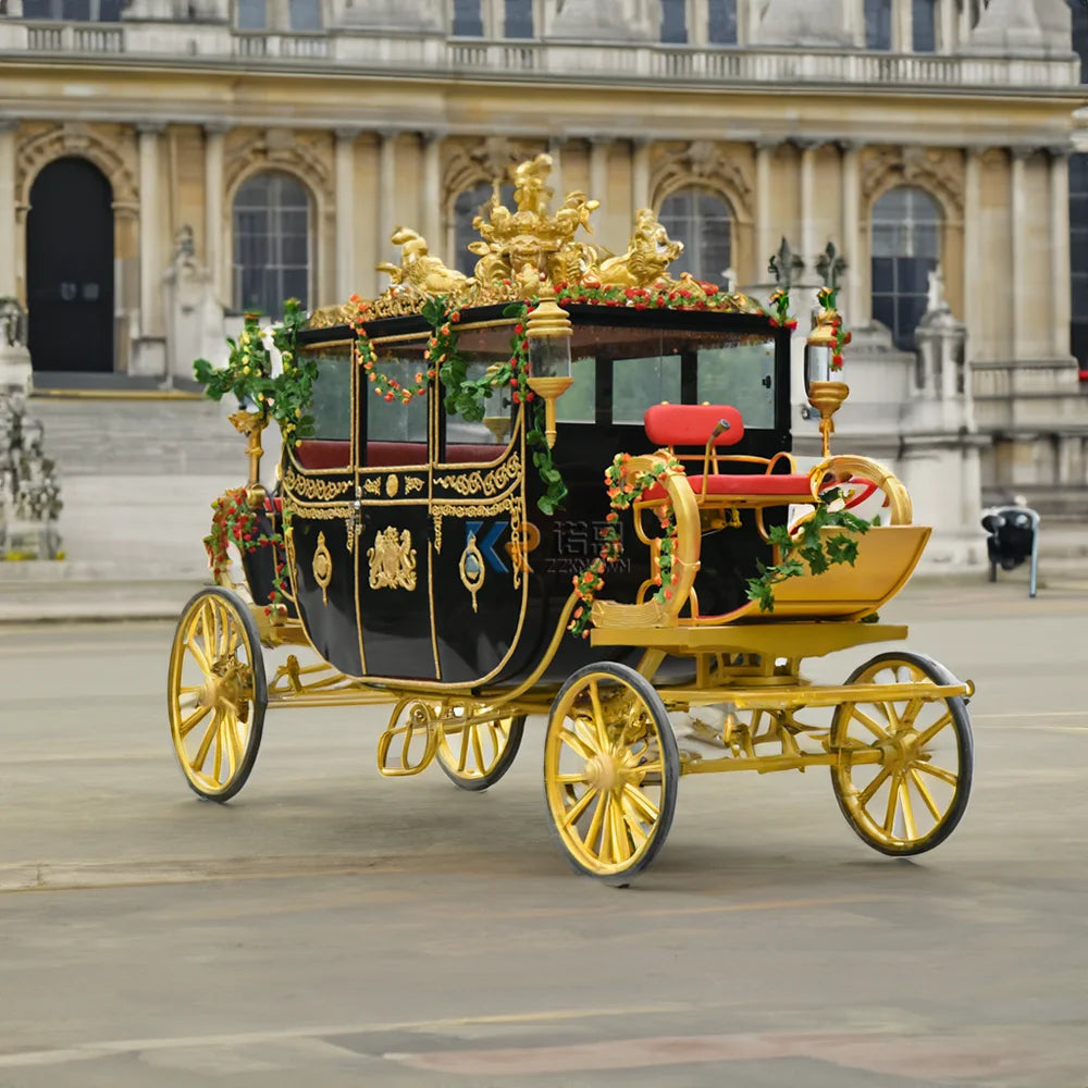 Carruaje tirado por caballos para recién casados ​​de la diosa para bodas de lujo de moda Royal Pumpkin Victoria Electric Horse Carriage