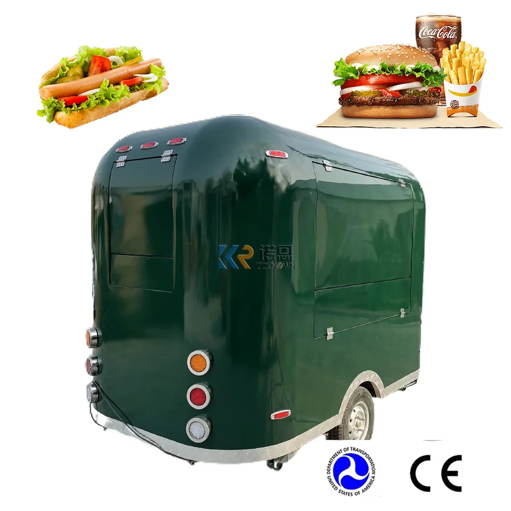 Remolque de comida pequeño Máquinas expendedoras de refrigerios Carrito de hielo Cocina móvil Airstream Camión de comida rápida con DOT CE