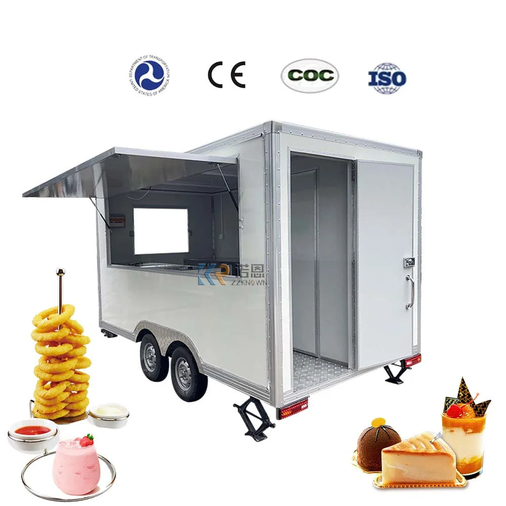 Usa Standard Fast Food Kiosk Ice Food Truck Mobile Kitchen Food Trailer With Full Kitchen Equipment