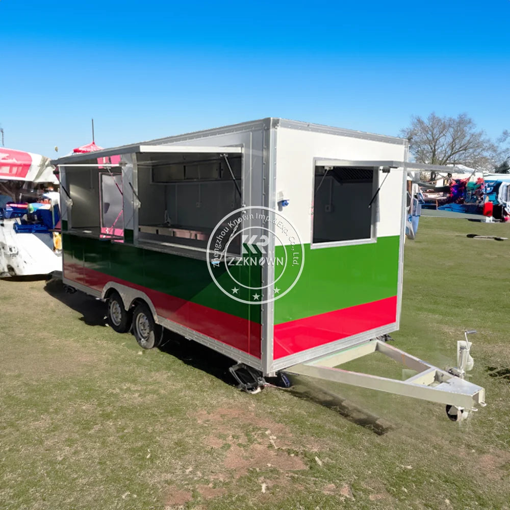 Square Food Concession Trailer Pizza Fast Food Trailer Mobile Ice Cream Coffee Food Truck With Full Kitchen