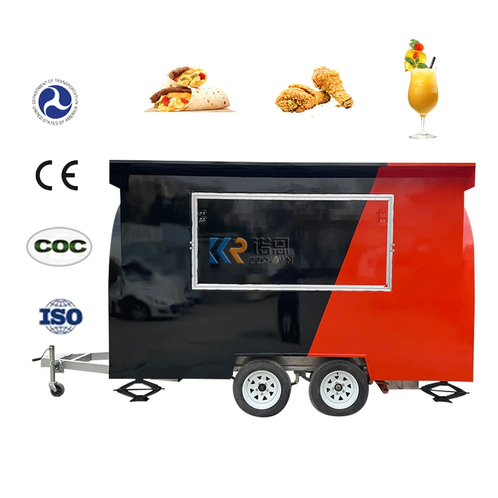 Factory Wholesale Food Truck Street Mobile Food Cart Outdoor Kitchen Fast Food Trailer With Cooking Equipment For Sale