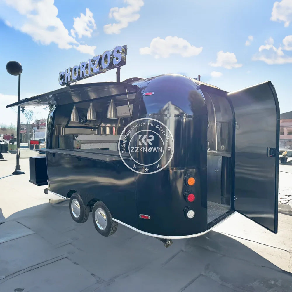 2024 China Manufacturer Stainless Steel Airstream Mobile Pizza Fast Food Truck Trailer With Full Kitchen Equipments For Sale