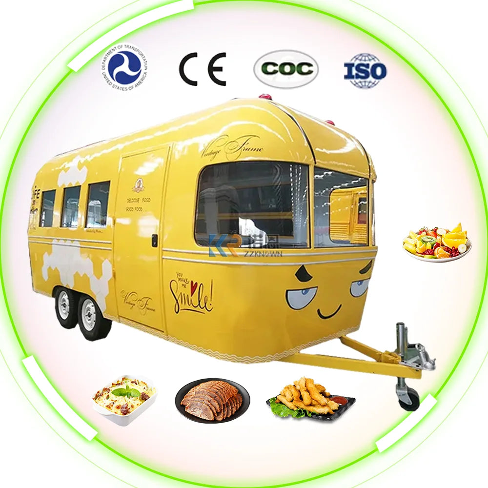 2023 New Type Street Selling Coffee Van Catering Cart Burgers Fries Ice Cream Bus Mobile Food Truck