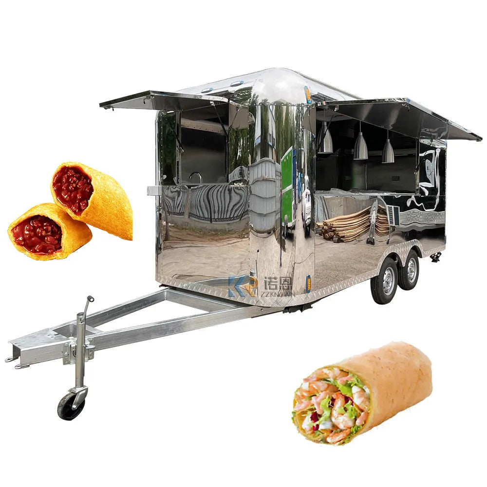 2023 Popular Street Catering Vending Kiosk Snack Food Cart Mobile Breakfast Food Truck 4 Wheels Fast Food Trailer