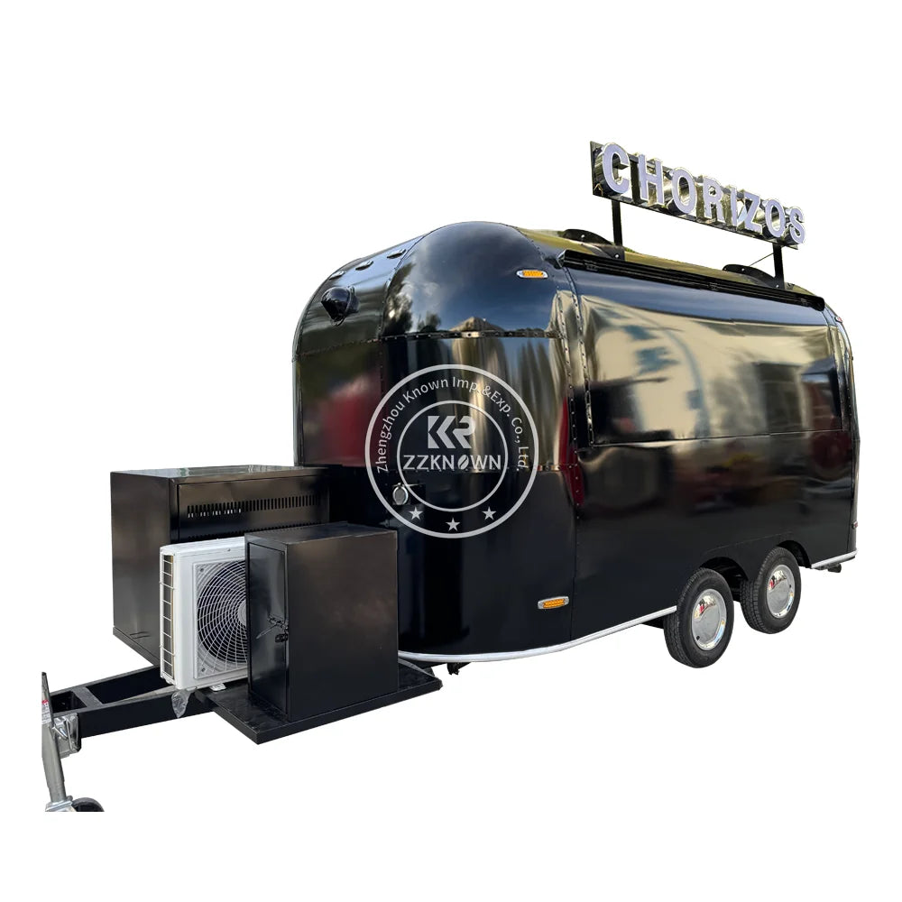 2024 Stainless Steel Airstream Mobile Fast Food Truck Remorque Mobile Food Trailers With Full Kitchen Equipment For Sale