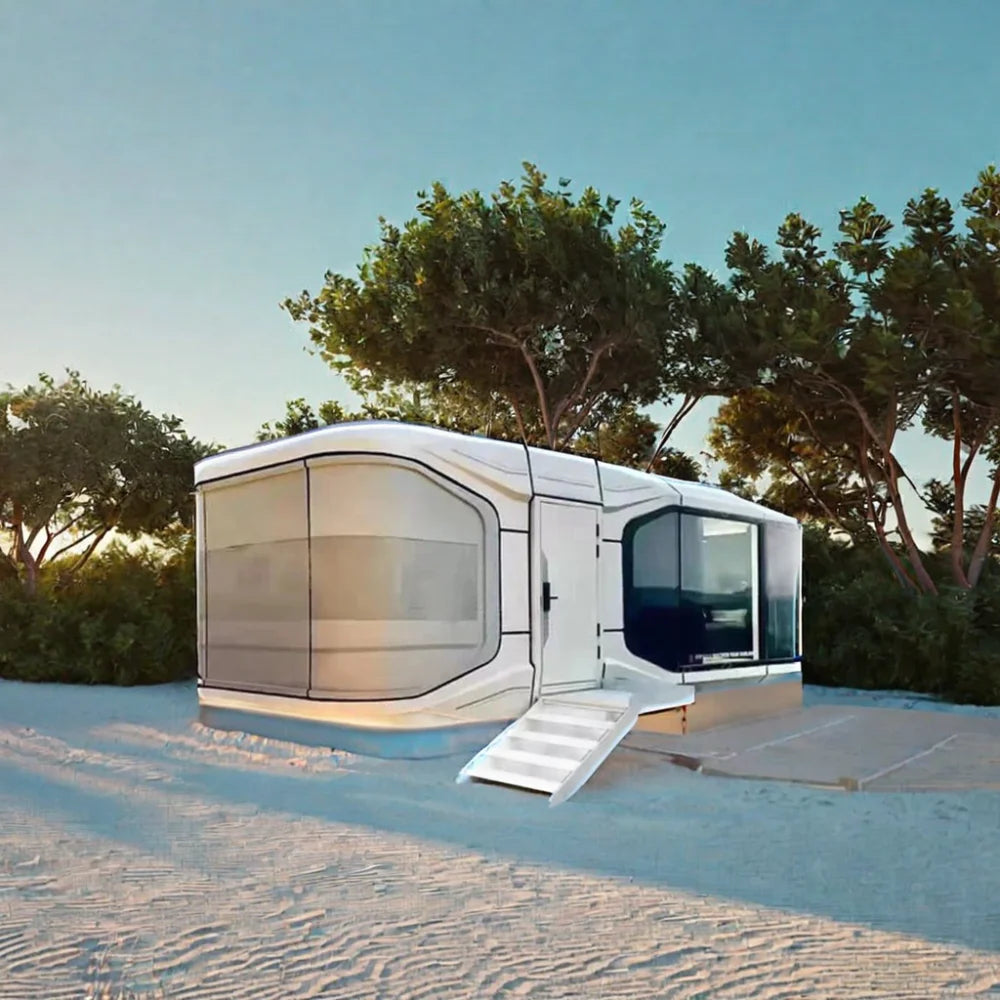 Casas prefabricadas de lujo de alta calidad, pequeñas casas móviles de cápsula espacial de acero para uso en hoteles, villas y oficinas