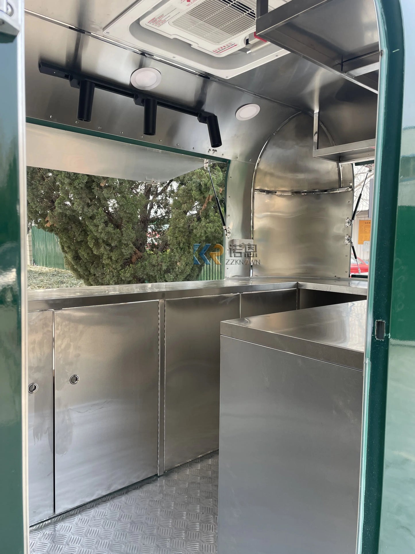 Outdoor Street Kitchen Food Trailer with LED Screen Fast Stainless Steel Hot Dog Cart Customized Food Truck Kiosk