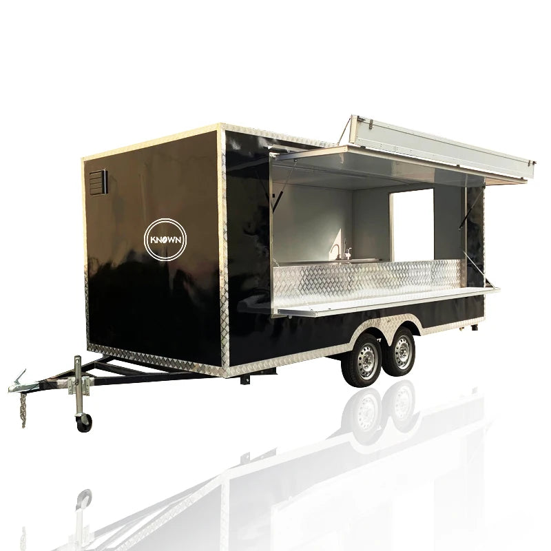 OEM 16ft Length Mobile Sale Street Food Trailer Shop Gelato Cart Halal Vegan Food Truck with Big Sales Windows For Sale in USA