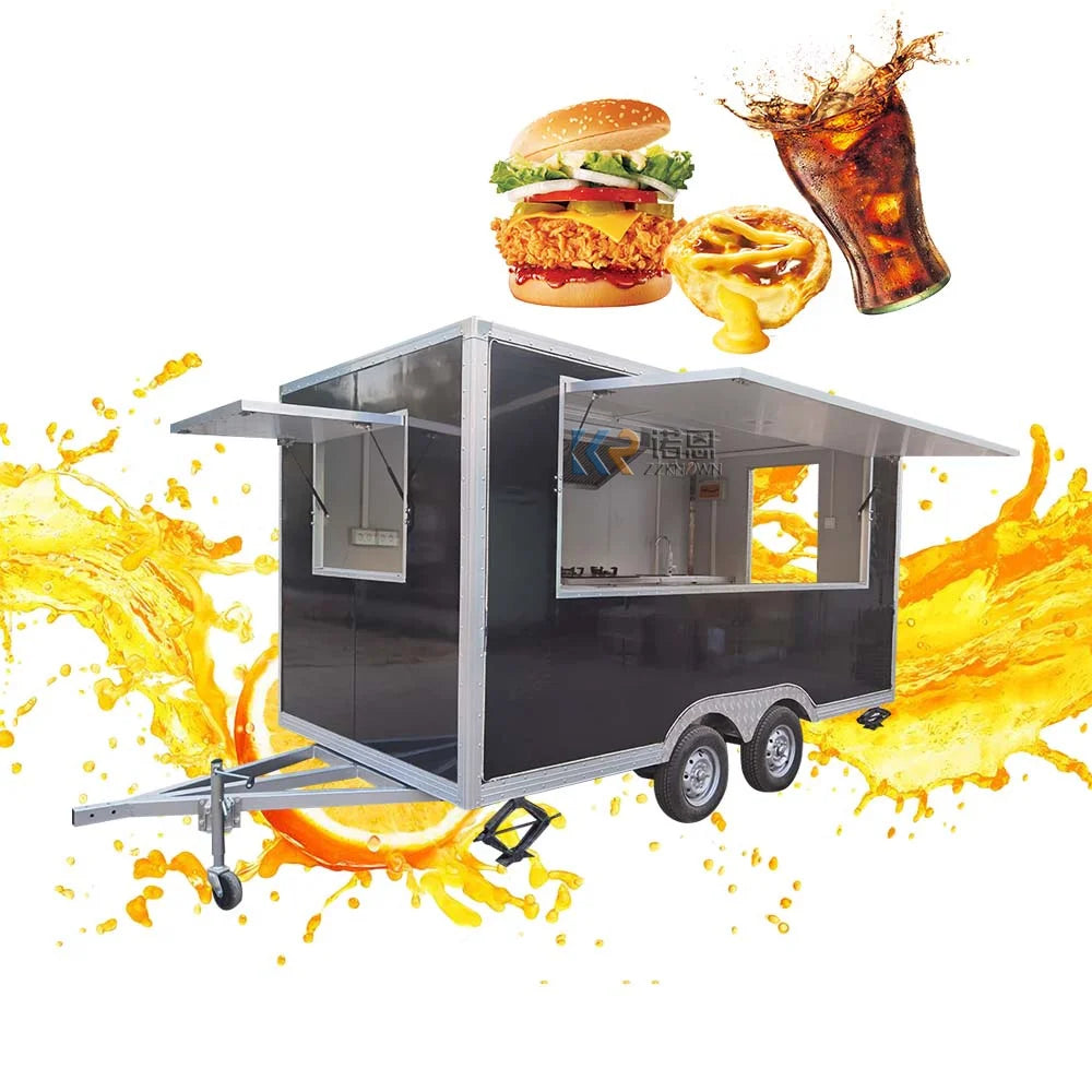 Square Mobile Kitchen Street Coffee Ice Cream Hot Dog Food Carts And Food Vending Truck Trailers Fully Equipped