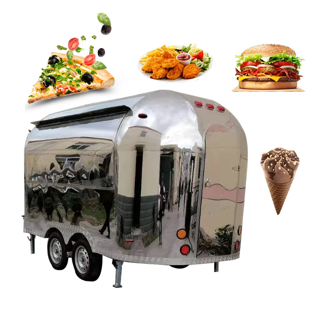 Fast Street Electric Mobile Food Cart Bus Vending Car Galvanized Food Truck Trailer For Sale Ghana Restaurant Foodtruck