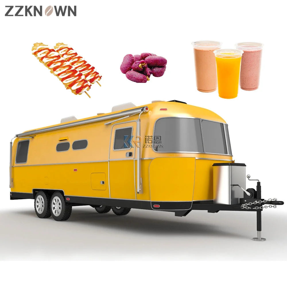 Europe Standard Fast Food Trailer Fully Eqipped Mobile Catering Trucks for Sale Breakfast Stainless Steel Food Cart