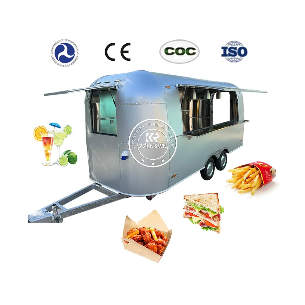 2023 Catering Trailers Or Mobile Food Trucks Stainless Steel Food Truck Airstream Fully Equipped Food Trailer